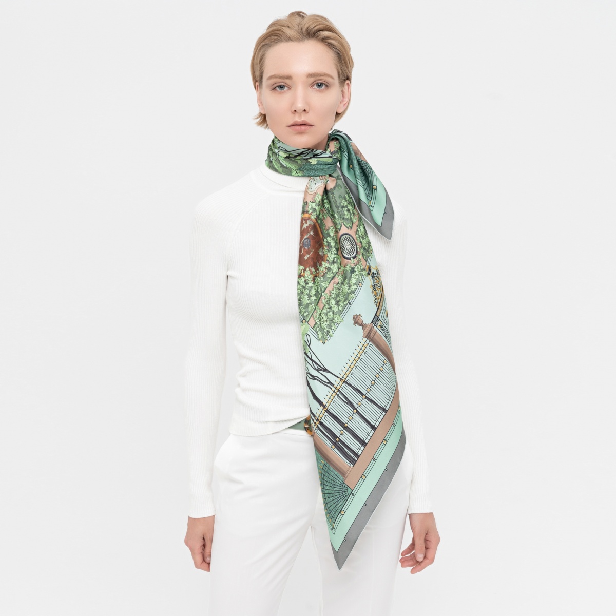 Scarf "SUMMER GARDEN" silk 90x90 by Kokosha - Scarves