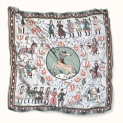 Scarf "POLKAN AND SOLDIERS" cashmere 135x135 on grey background by Kokosha - Shawls