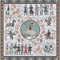 Scarf "POLKAN AND SOLDIERS" cashmere 135x135 on grey background by Kokosha - Shawls