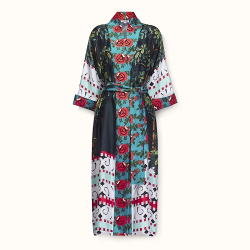 Kimono "FROM THE WOOD" silk on a dark background by Kokosha - Kimono