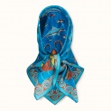 Scarf "MINOAN AQUARIUM" silk 65x65 on a blue background by Kokosha - Scarves
