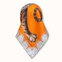 Scarf "TIGER AND MAGPIES" silk 65x65 on a orange background by Kokosha - Scarves