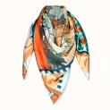 Scarf "FROM THE WOOD" silk 90х90 on a light background
