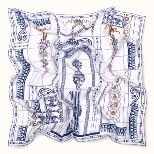 Scarf "TILES ON WHITE" silk 90x90 by Kokosha - Scarves