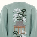Kimono "SAKURA NO HANA" linen on a turquoise background by Kokosha - Kimono