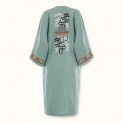 Kimono "SAKURA NO HANA" linen on a turquoise background by Kokosha - Kimono