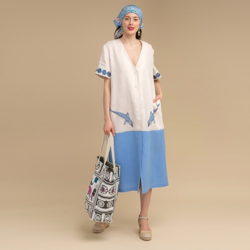 Dress "MINOAN AQUARIUM" linen by Kokosha - Dresses