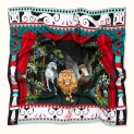 Scarf "FROM THE WOOD" silk 90х90 on a dark background