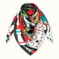 Scarf "FROM THE WOOD" silk 90х90 on a dark background