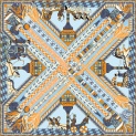 Shawl "BELTS ON BLUE" silk 135x135 by Kokosha - Shawls