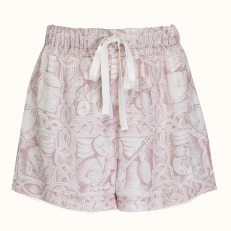 Pajamas with shorts "MUSICIANS" pink cotton-silk by Kokosha - Pajamas