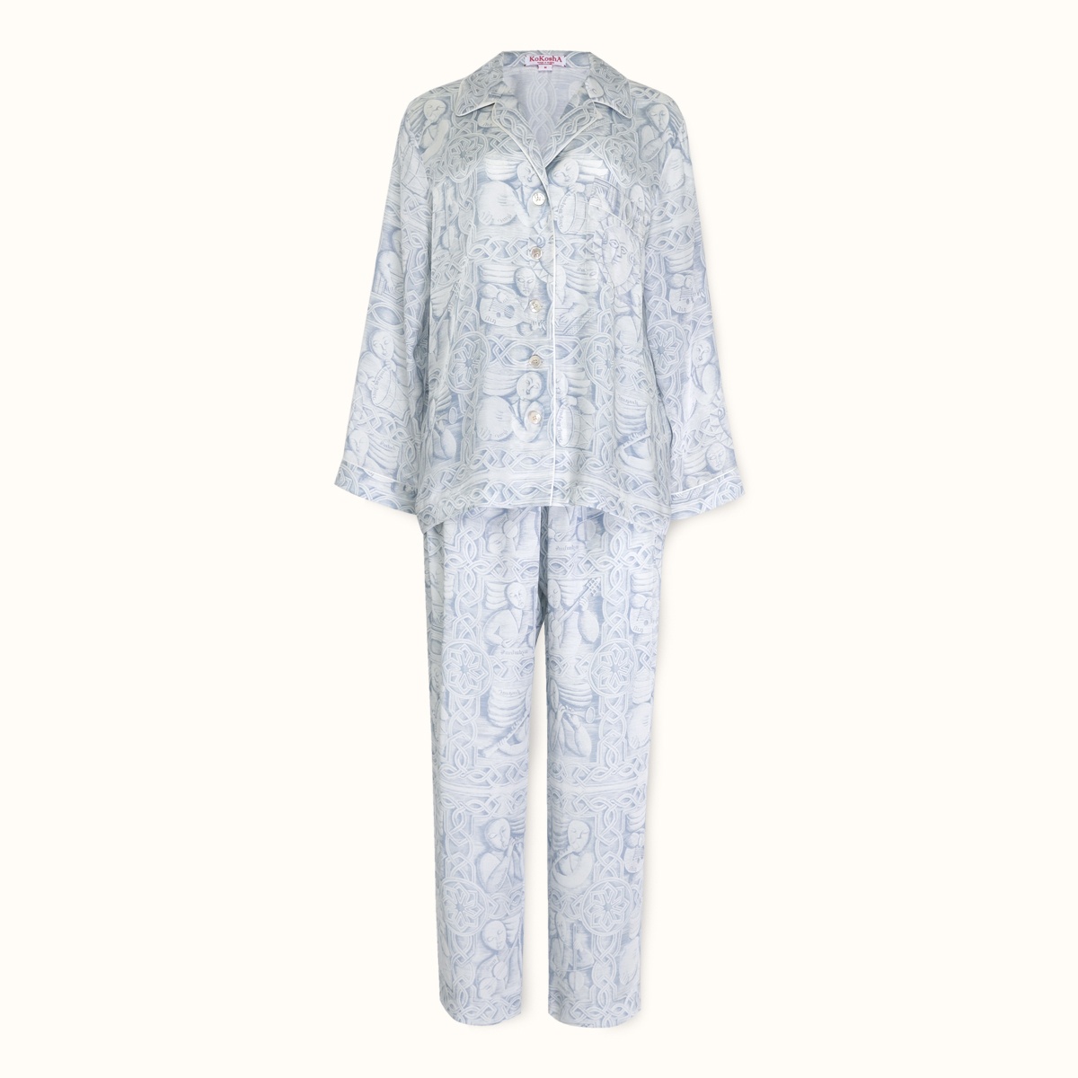 Pajamas "MUSICIANS" blue cotton-silk by Kokosha - Pajamas