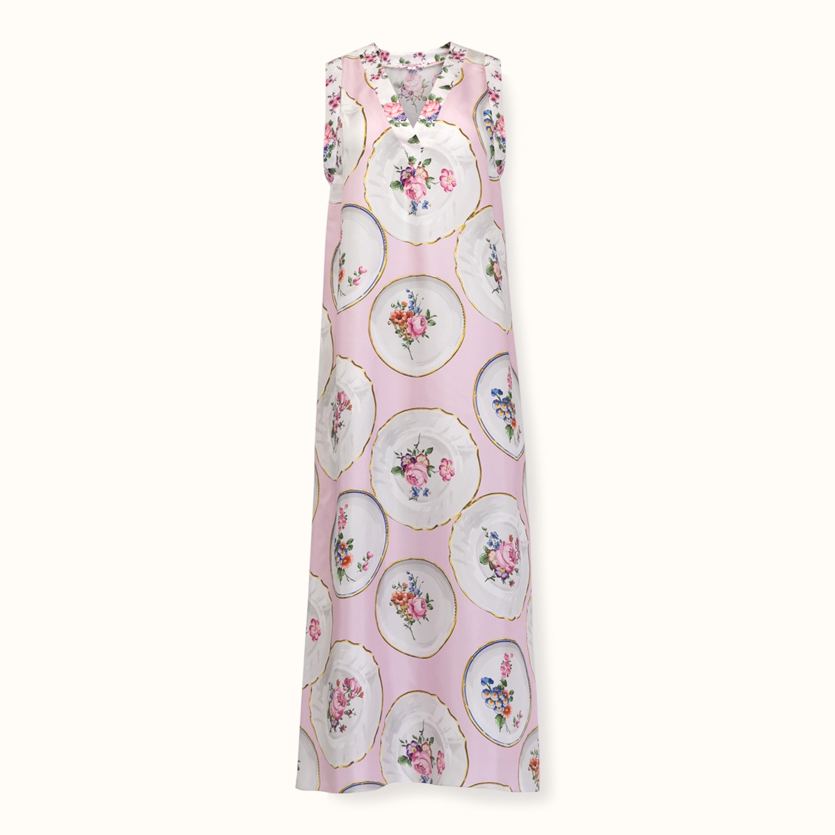 Dress "PORCELAIN" silk on a pink background by Kokosha - Dresses