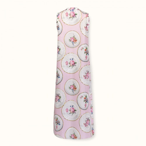 Dress "PORCELAIN" silk on a pink background by Kokosha - Dresses
