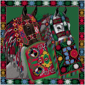 Scarf "Lokai" silk 90x90 on the green background