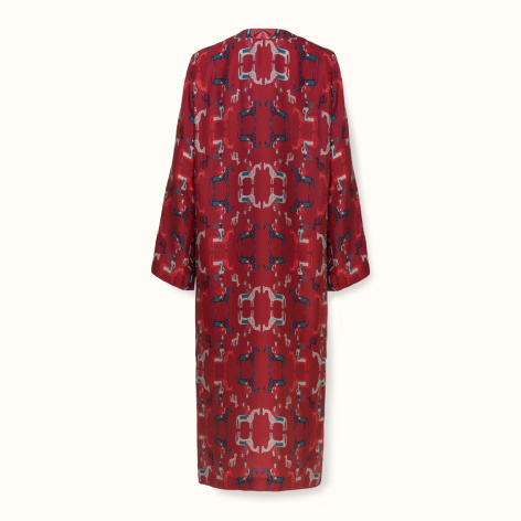 Dress "KAITAG" silk on the red background by Kokosha - Dresses