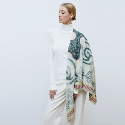 Shawl "NANAI" cashmere 135х135 on light background by Kokosha - Shawls