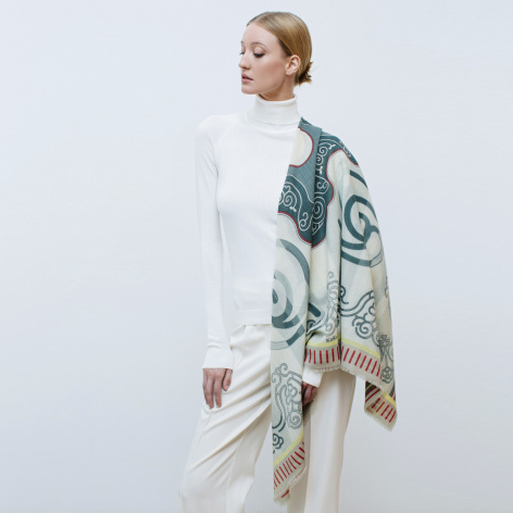 Shawl "NANAI" cashmere 135х135 on light background by Kokosha - Shawls