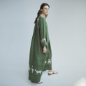 Dress "EWE" linen on an green background by Kokosha - Dresses