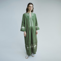 Dress "EWE" linen on an green background by Kokosha - Dresses