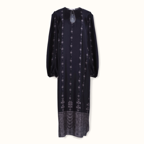 Dress "DESERT FLOWERS" silk on a dark background by Kokosha - Dresses