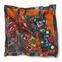 Scarf "Lokai" silk 90x90 on the orange background