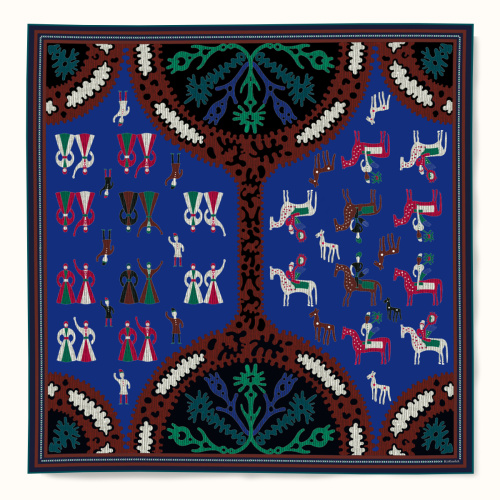 Shawl "KAITAG" wool 135х135 on blue background by Kokosha - Shawls