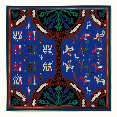 Shawl "KAITAG" wool 135х135 on blue background by Kokosha - Shawls