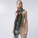 Shawl "LOKAI" wool 135х135 on the green background by Kokosha - Shawls