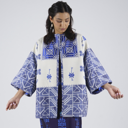 Jacket "DESERT FLOWERS" double-sided wool and silk by Kokosha - Cardigans