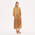 Dress "IKOKU" cotton-silk on an orange background by Kokosha - Dresses