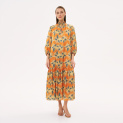 Dress "IKOKU" cotton-silk on an orange background by Kokosha - Dresses