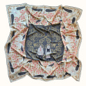 Shawl "STORKS" cashmere 135x135 on a light background by Kokosha bu...