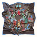 Shawl "ROUND DANCE" wool 135x135 on a chocolate background by Kokos...