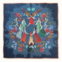Shawl "CIRCLE DANCE" wool 135x135 on a blue background by Kokosha b...