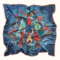 Shawl "CIRCLE DANCE" wool 135x135 on a blue background by Kokosha b...