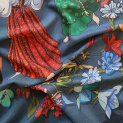 Shawl "CIRCLE DANCE" wool 135x135 on a blue background by Kokosha b...