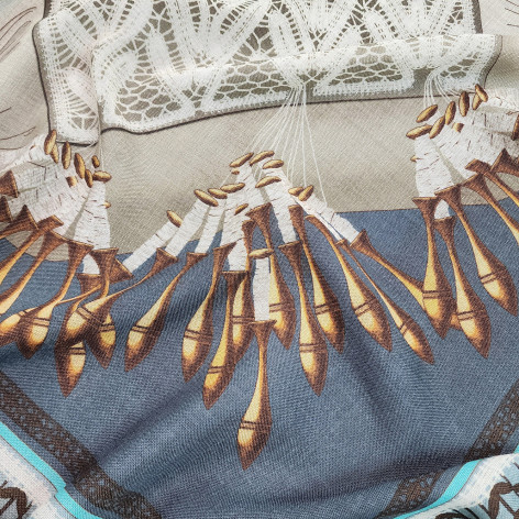 Shawl "LACE" wool 135x135 on grey background by Kokosha buy online