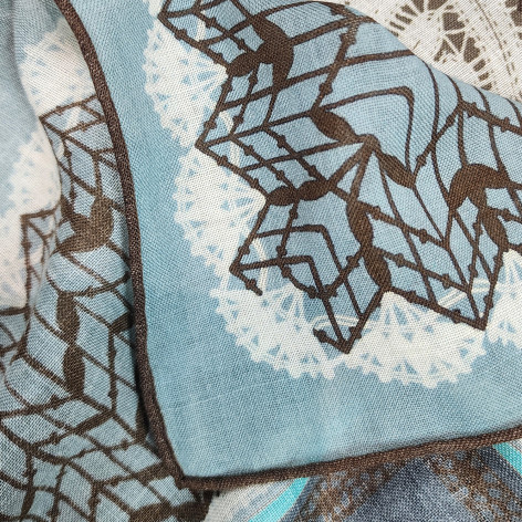 Shawl "LACE" wool 135x135 on grey background by Kokosha buy online
