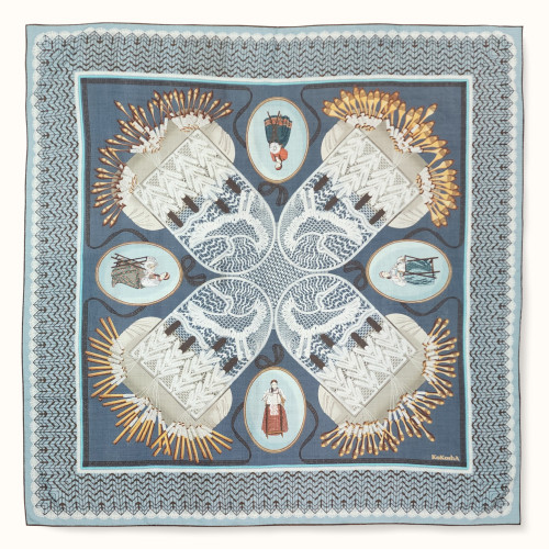 Shawl "LACE" wool 135x135 on grey background by Kokosha buy online