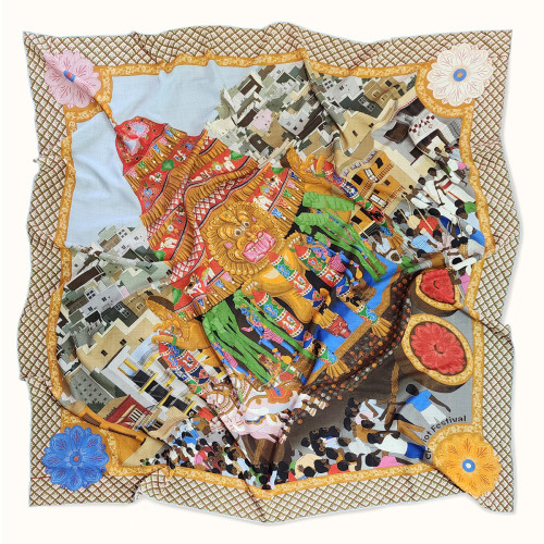 Shawl "CHARIOT FESTIVAL" wool 135х135